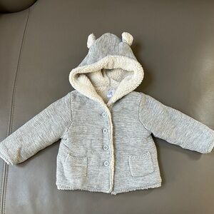 GAP Cream and Gray Baby Jacket with Fleece Lining